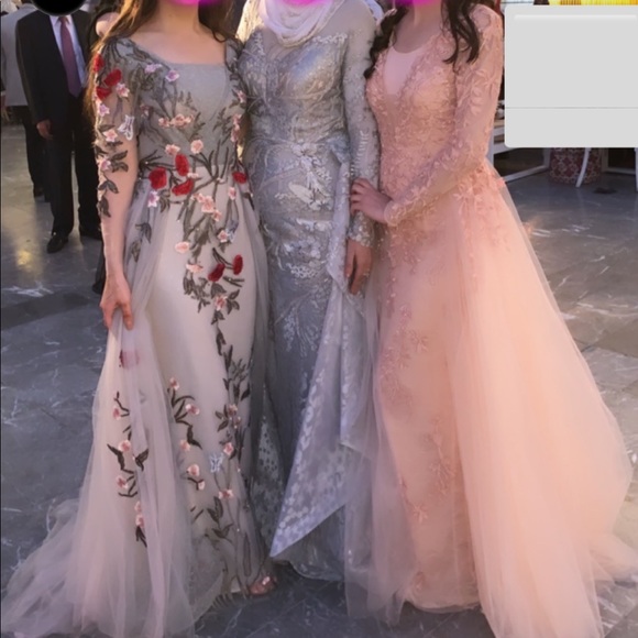 Mac Duggal Couture - 20125D Floral Embroidered Dress With Overskirt - Picture 2 of 4